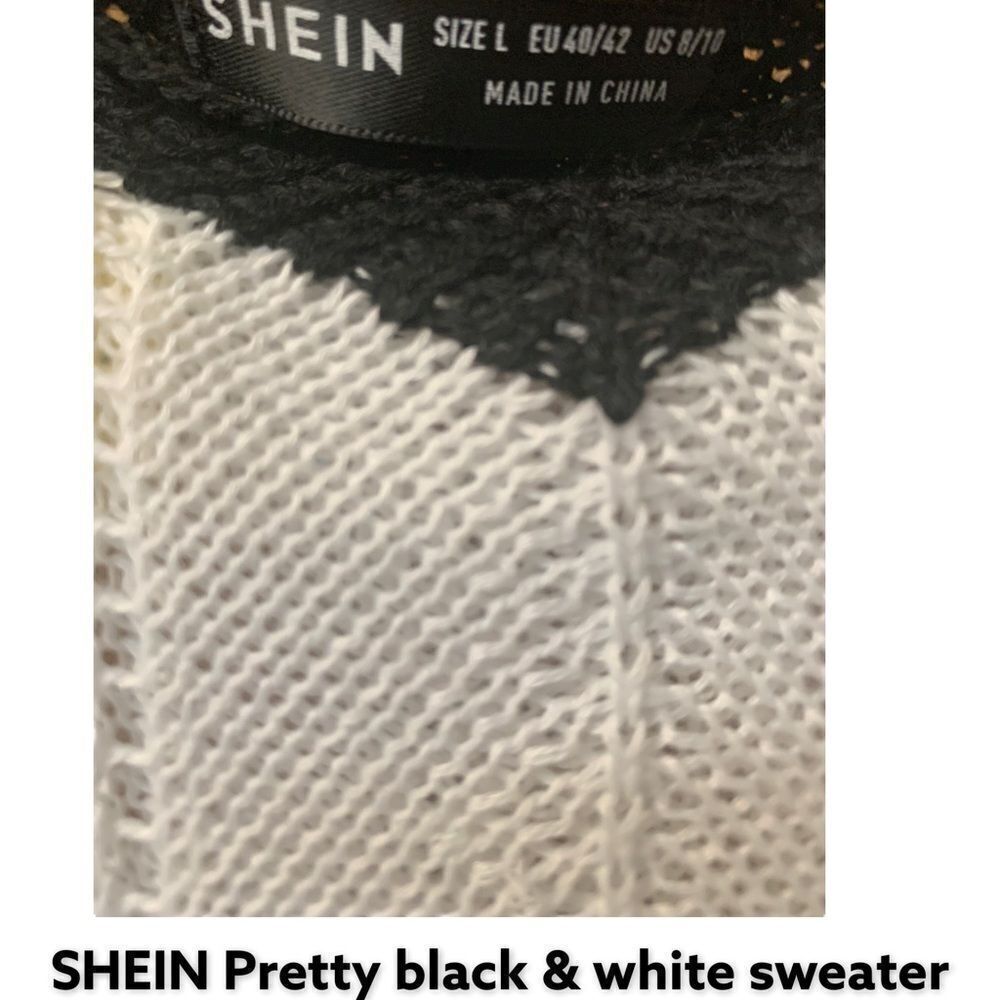 SHEIN Womens Black &âWhite CroppedâSweaterâSizeâLarge - Picture 3 of 7
